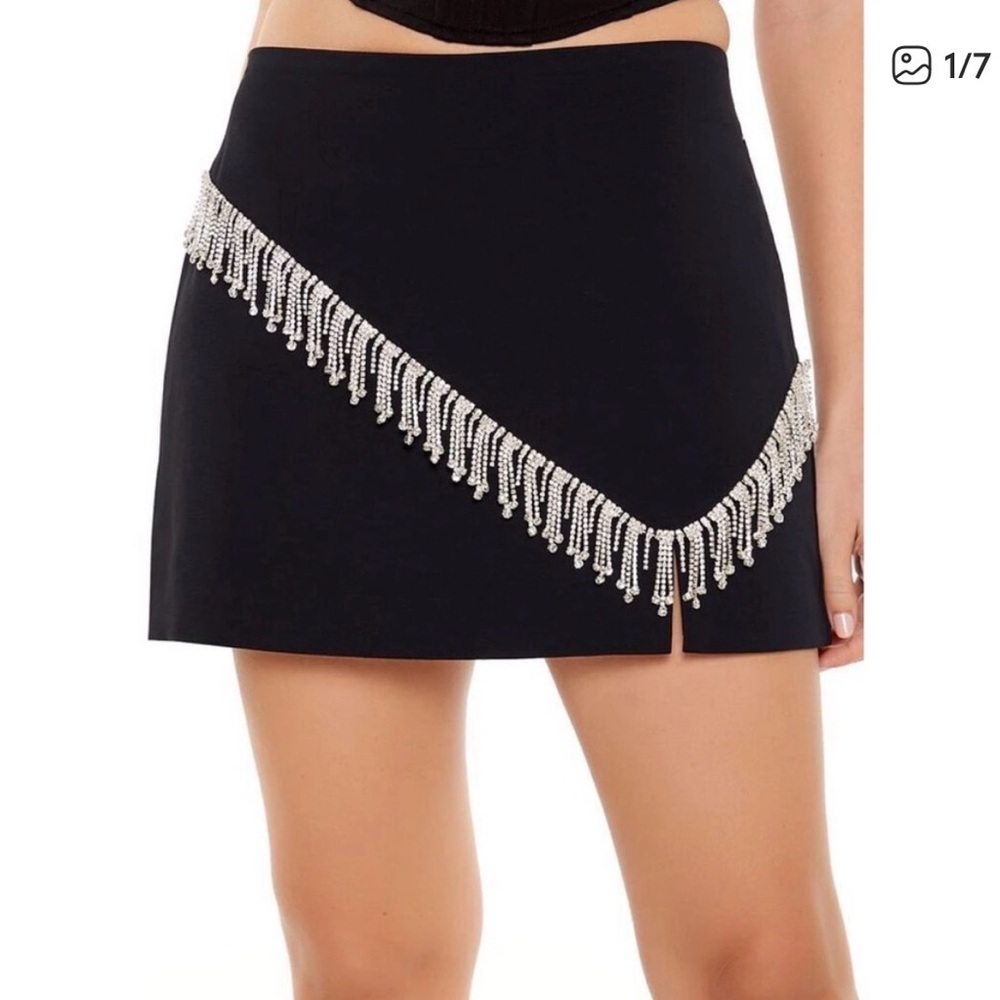 Forever21 LARGE Rhinestone-Fringe Mini Skirt